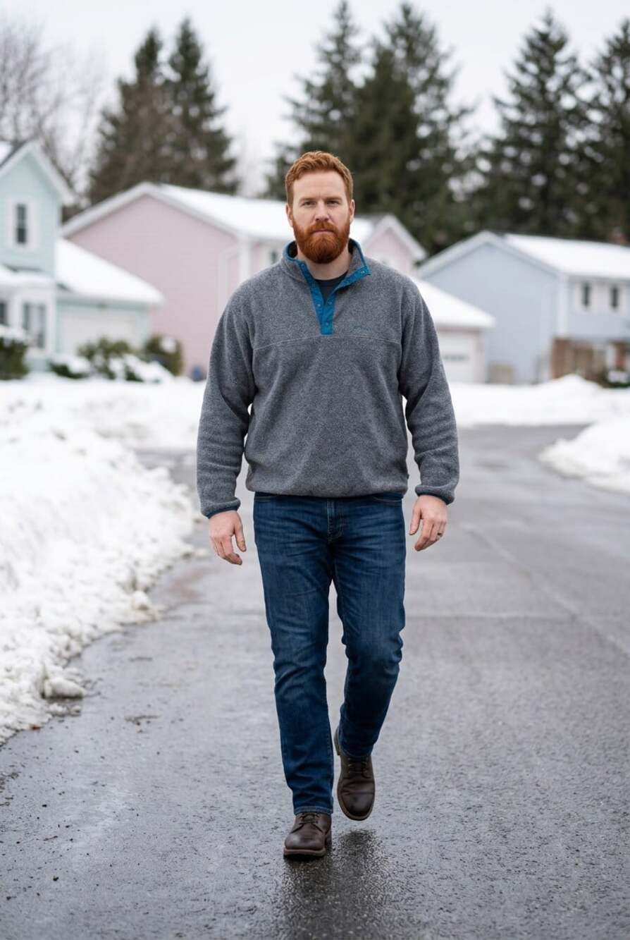 Vintage LL Bean Grey Teal Fleece 1/4 Zip Pullover Men's L USA 90s Retro Gorpcore